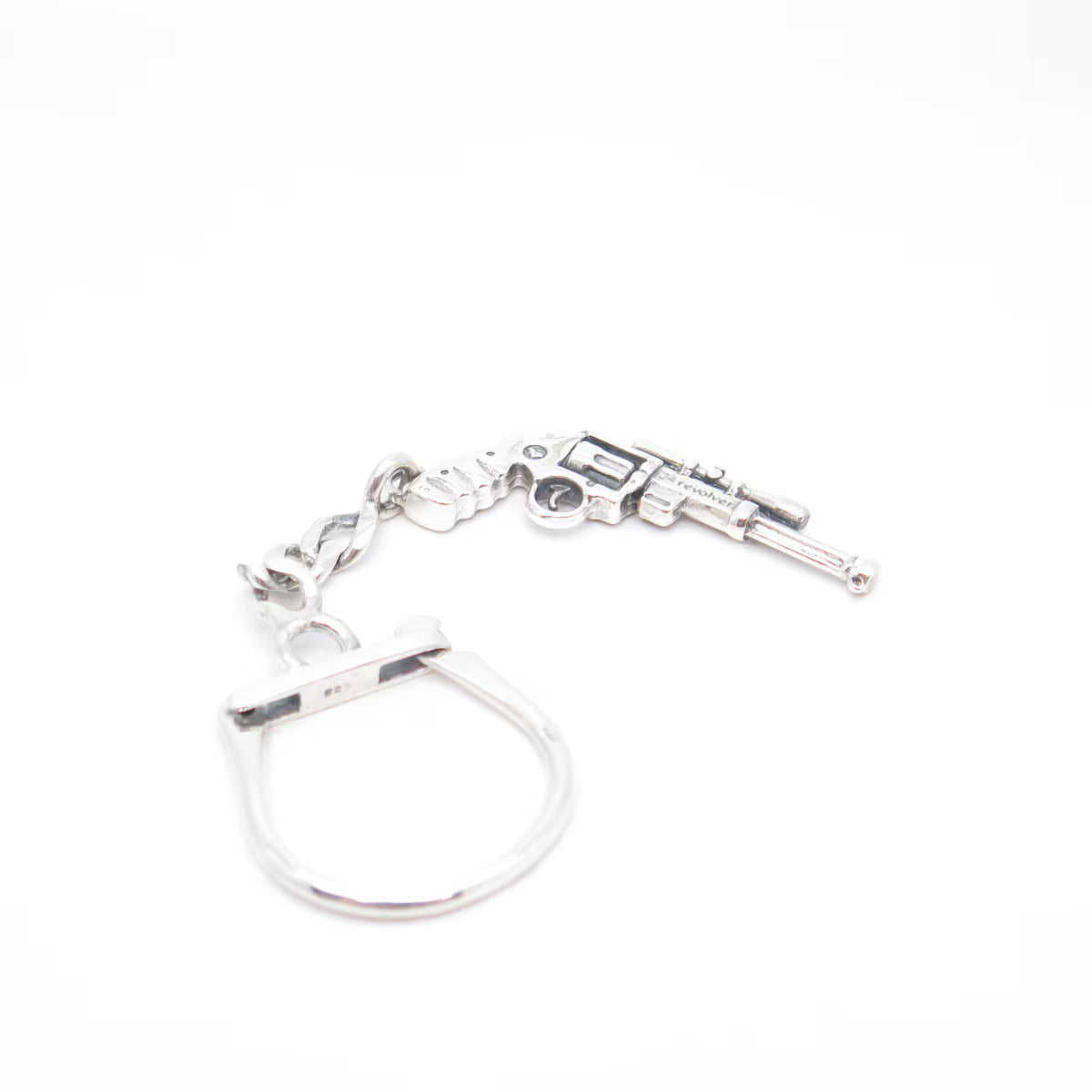 925 Sterling Silver Vintage Revolver Cuban Chain Key Ring