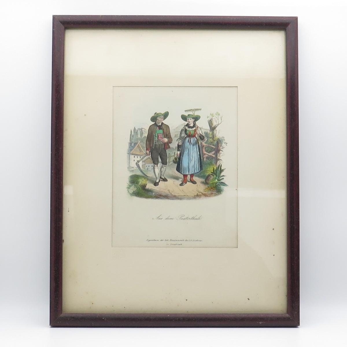 ANTIQUE End XIX Hand-Painted Lithograph Aus dem Pusterthale C.A.Czichna