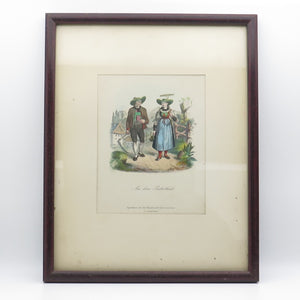 ANTIQUE End XIX Hand-Painted Lithograph Aus dem Pusterthale C.A.Czichna