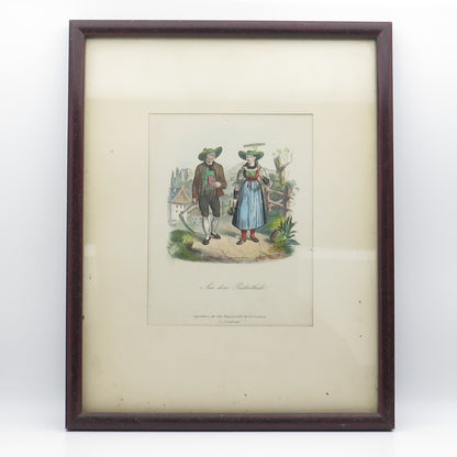 ANTIQUE End XIX Hand-Painted Lithograph Aus dem Pusterthale C.A.Czichna