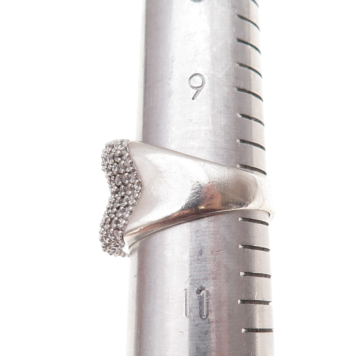 Apogee 925 Sterling Silver Round-Cut C Z Curve Ring Size 10.25