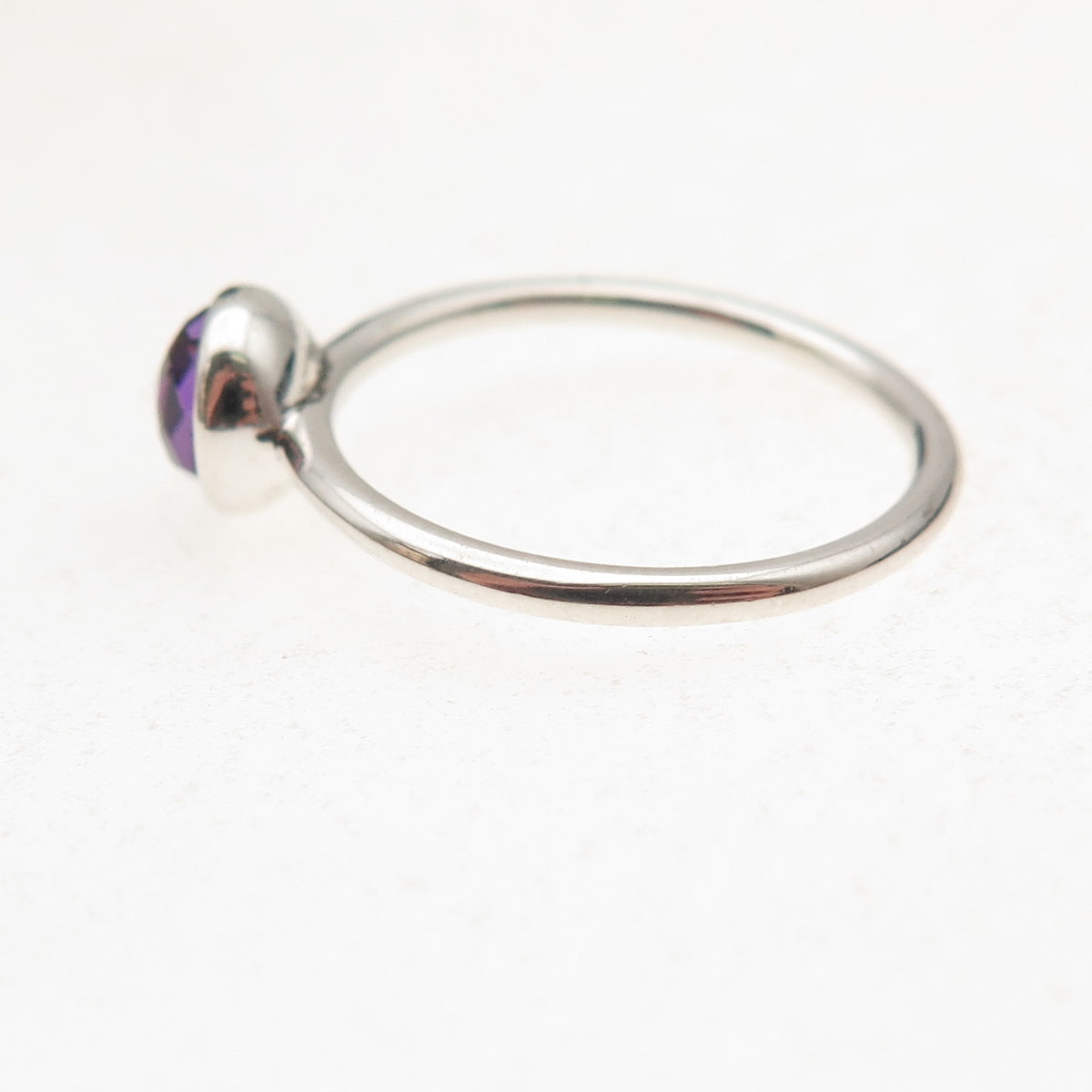 Pandora 925 Sterling Silver Real Amethyst February Birthday Blooms Ring Size 6