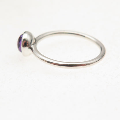 Pandora 925 Sterling Silver Real Amethyst February Birthday Blooms Ring Size 6