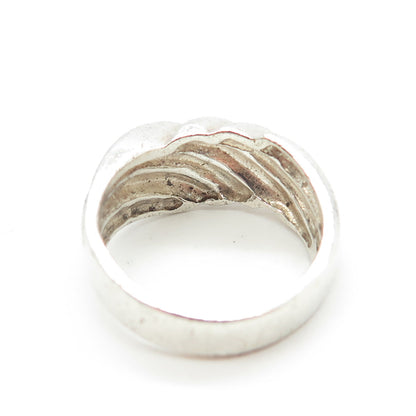 925 Sterling Silver Vintage Puffy Ribbed Ring Size 7.5