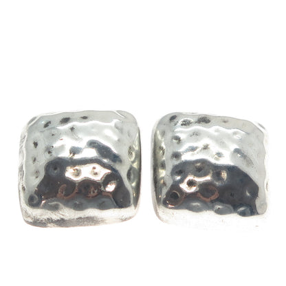 925 Sterling Silver Vintage Hammered Oxidized Clip On Earrings