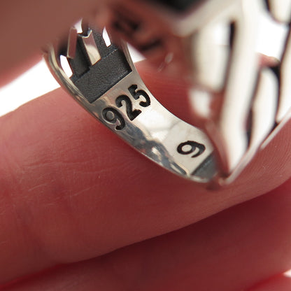 CHIMODA 925 Sterling Silver Real Black Onyx Woven Ring Size 6.5