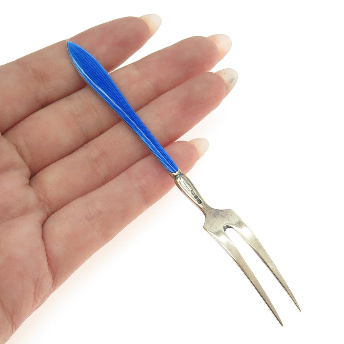 OTTAR HVAL 925S Sterling Silver Gold Plated Vintage Norway Enamel Lemon Fork