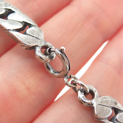 800 Silver Vintage Oxidized Cuban Panel Link Bracelet 8.25"