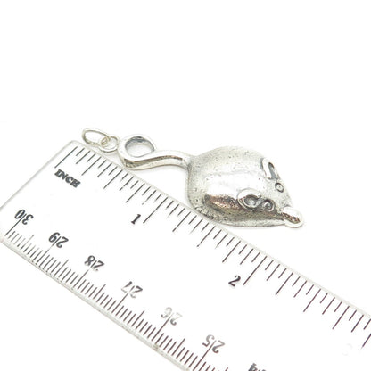 925 Sterling Silver Vintage Mouse Handmade Amulet Pendant