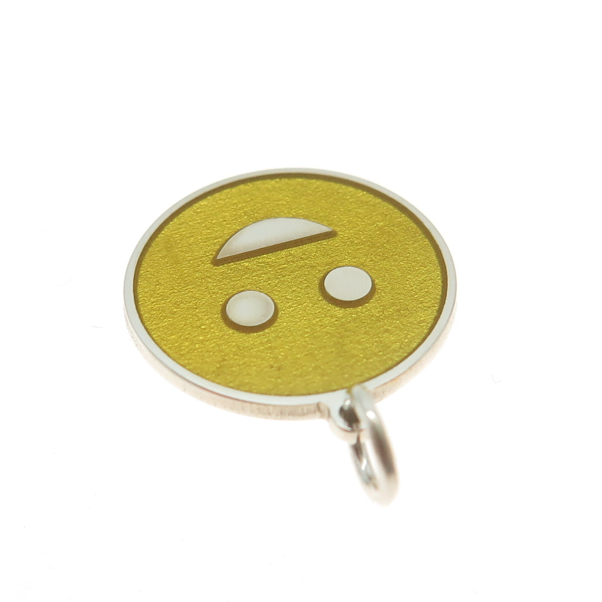 925 Sterling Silver Yellow Enamel Smiling Face Emoji Minimalist Charm Pendant