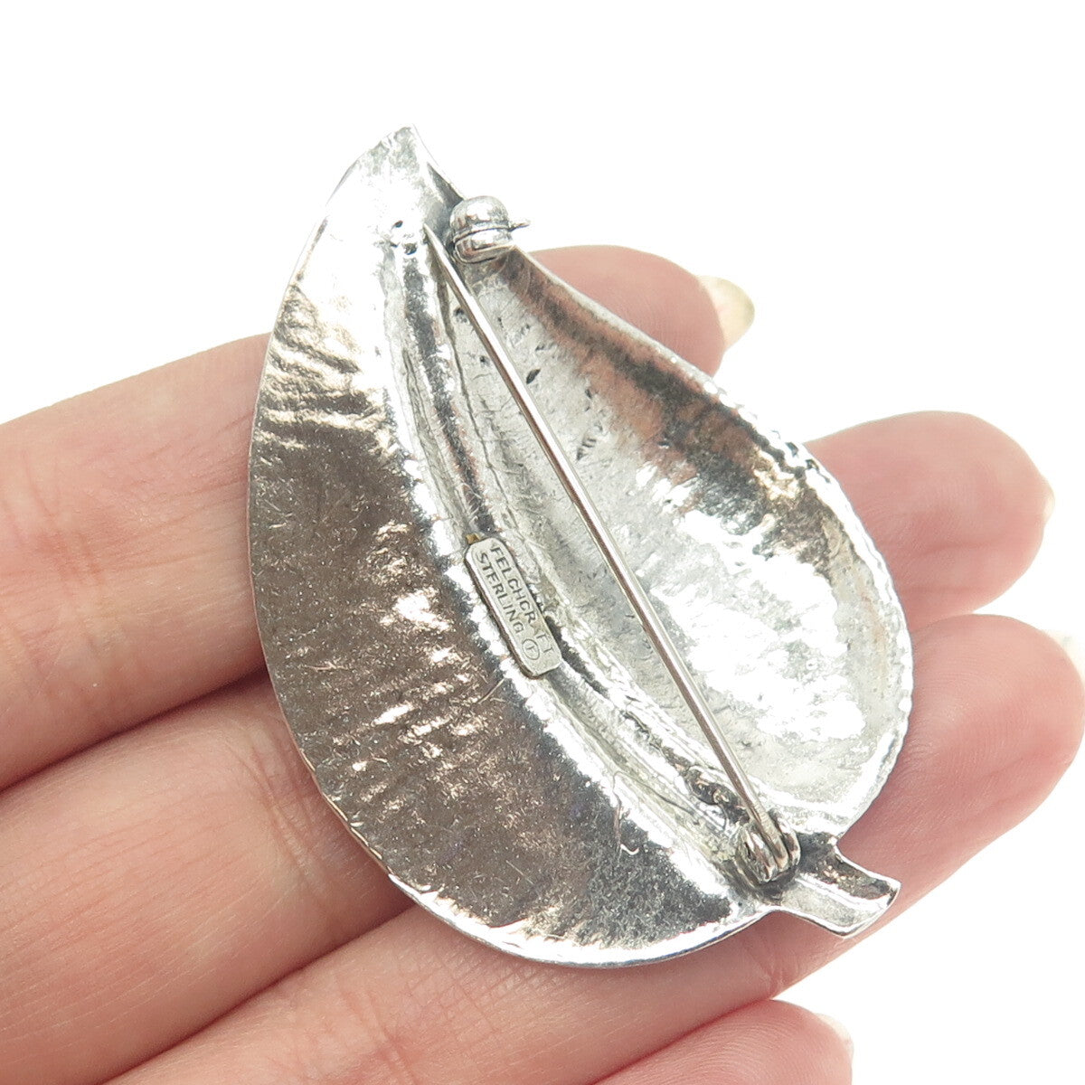 FLETCHER 925 Sterling Silver Vintage Leaf Pin Brooch