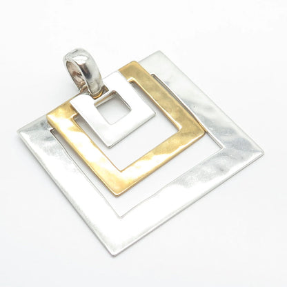 925 Sterling Silver 2-Tone Vintage Robert Lee Morris Open Triple Square Pendant