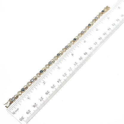 ROSS SIMONS Sterling Gold Plated Real Diamond & Sapphire Infinity Bracelet 7.25"
