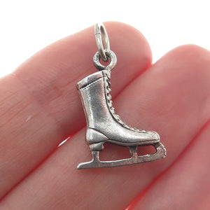 925 Sterling Silver Antique Ice Skating Shoe 3D Charm Pendant