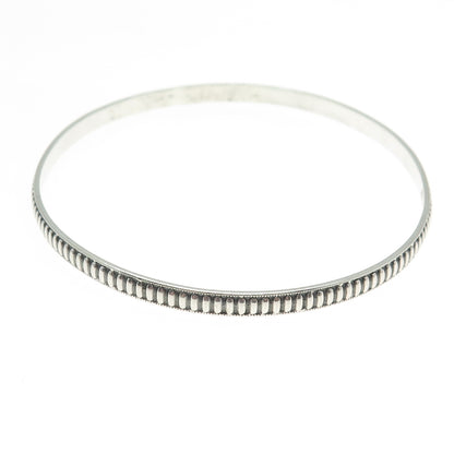 BEAU 925 Sterling Silver Antique Art Deco Ribbed Bangle Bracelet 8"