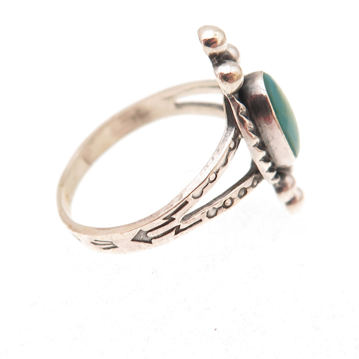 Old Pawn Sterling Silver Vintage Southwestern Turquoise Tribal Ring Size 6.25