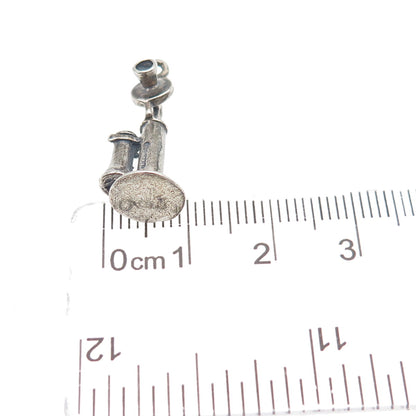 Maisels Indian Post 925 Sterling Vintage Retro Candlestick Phone Mini 3D Pendant