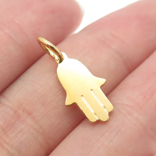 925 Sterling Silver Gold Plated Hamsa Minimalist Charm Pendant