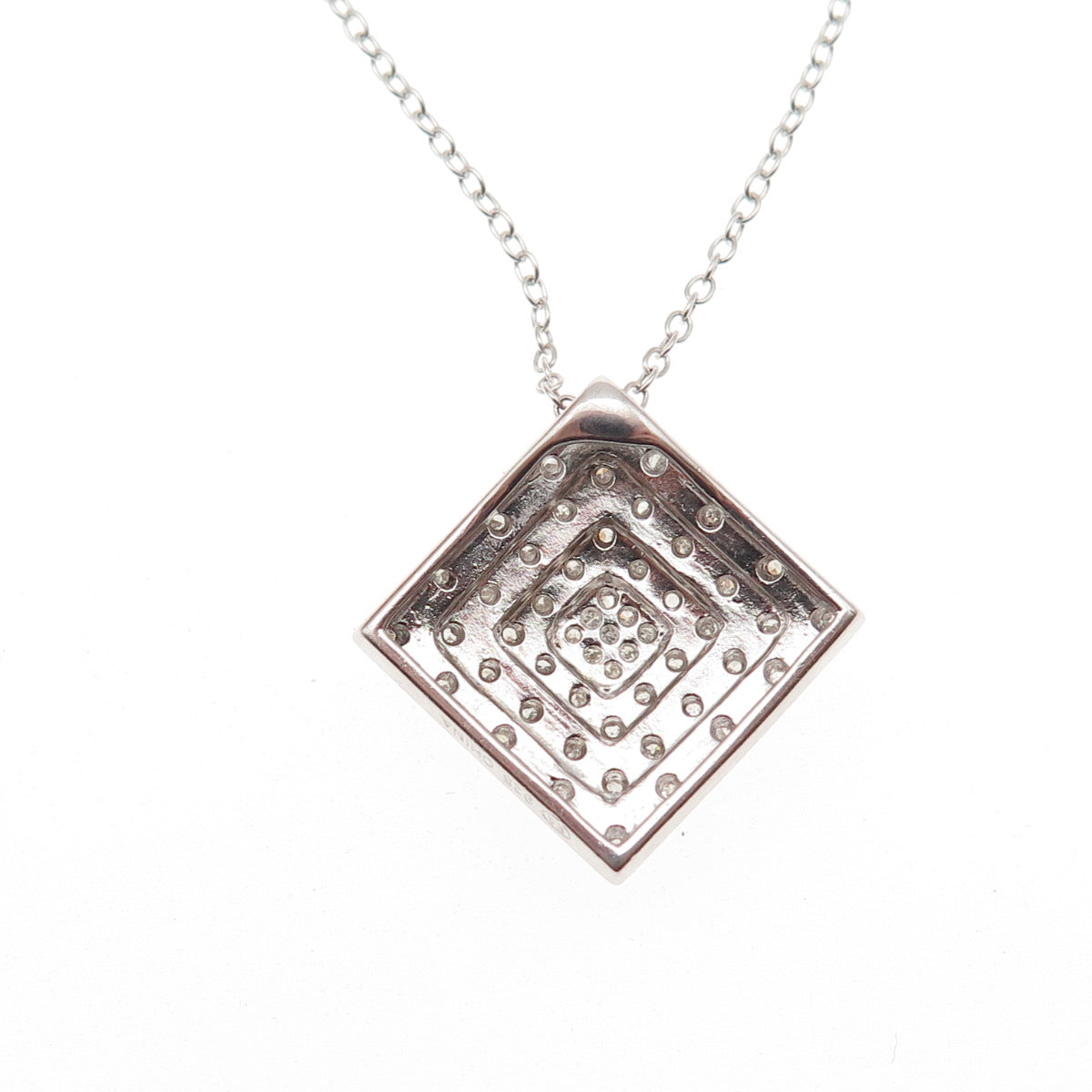 925 Sterling Silver Real Round-Cut Diamond Cable Chain Necklace 18"