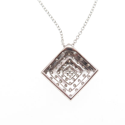 925 Sterling Silver Real Round-Cut Diamond Cable Chain Necklace 18"