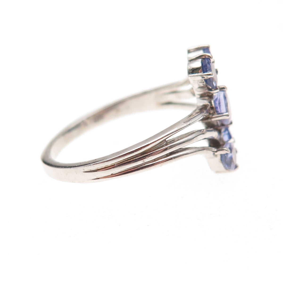Chuck Clemency 925 Sterling Silver Real Tanzanite Bypass Ring Size 8