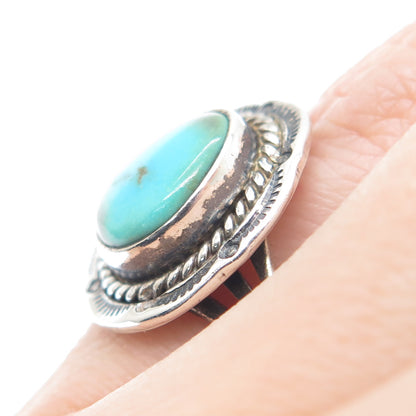 F. ARVISO Old Pawn 925 Sterling Silver Lone Mountain Turquoise Ring Size 5.25