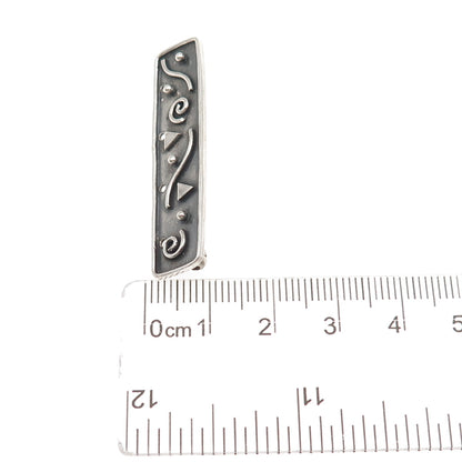 925 Sterling Silver Vintage Ethnic Oxidized Bar Pin Brooch