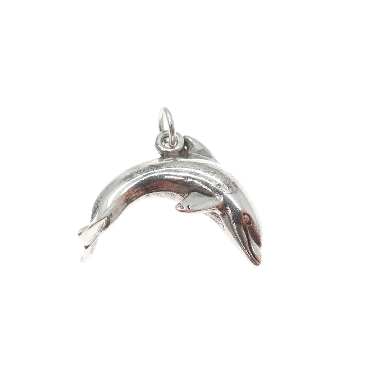 SUNWEST 925 Sterling Silver Vintage Dolphin Oxidized Minimalist Charm Pendant