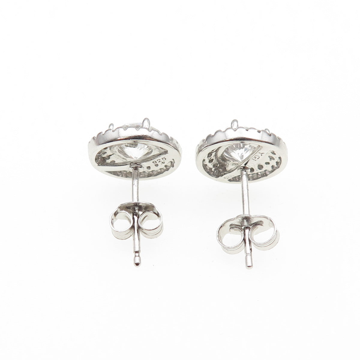 925 Sterling Silver Round-Cut C Z Sparkle Stud Earrings