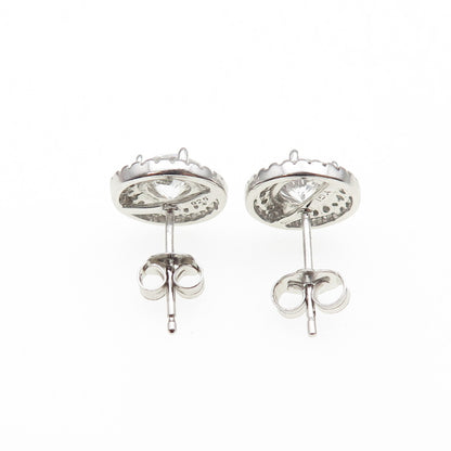 925 Sterling Silver Round-Cut C Z Sparkle Stud Earrings