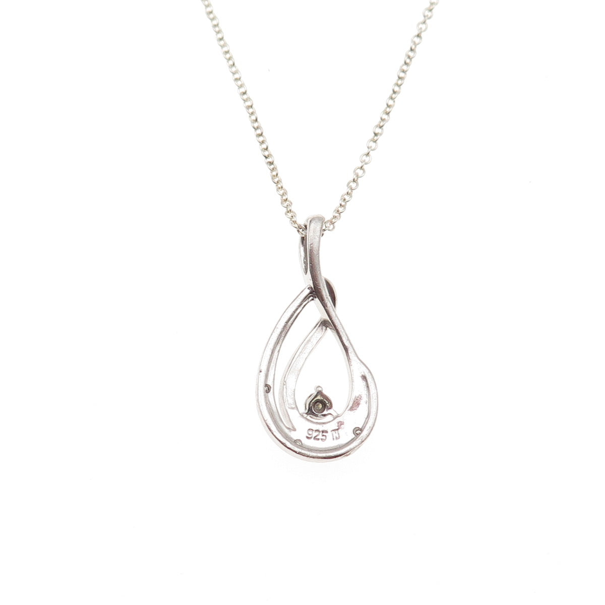 925 Sterling Silver Real Round-Cut Diamond Flame Cable Chain Necklace 18"