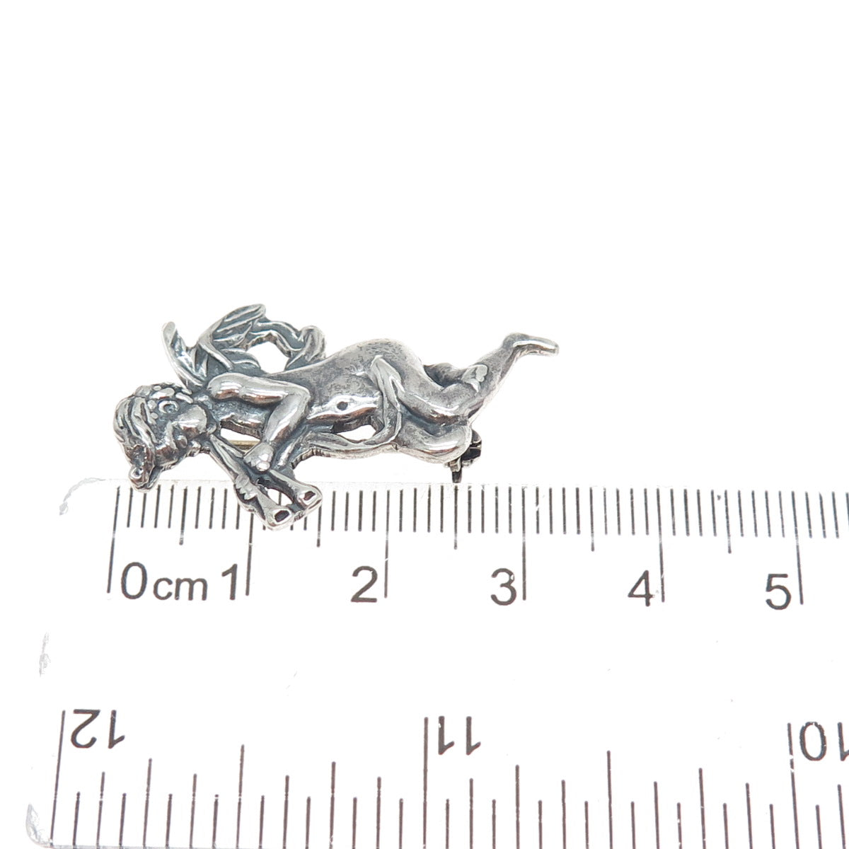 925 Sterling Silver Vintage Mexico Cherub Oxidized Pin Brooch