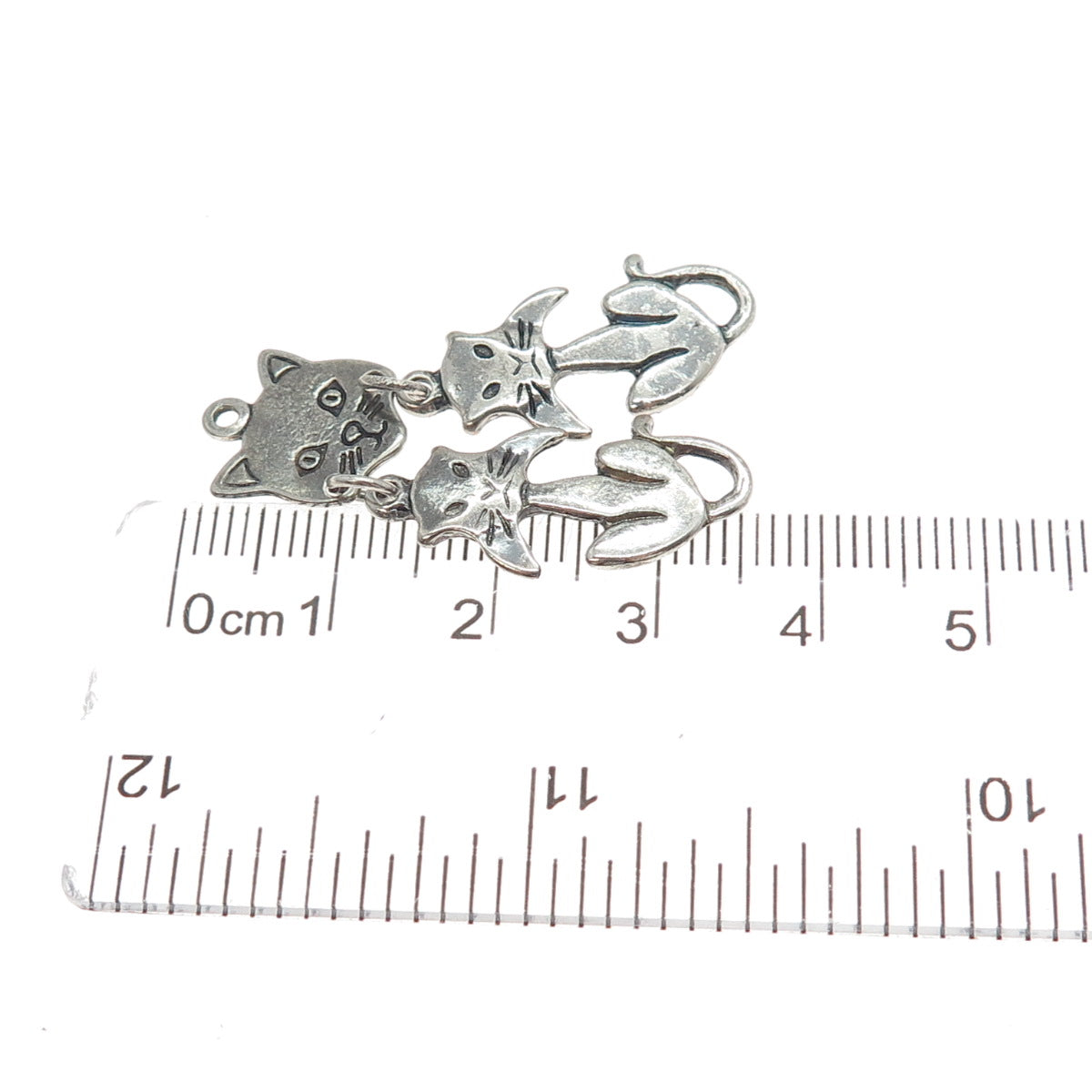925 Sterling Silver Vintage Cat Cartoon Character Oxidized Charm Pendant