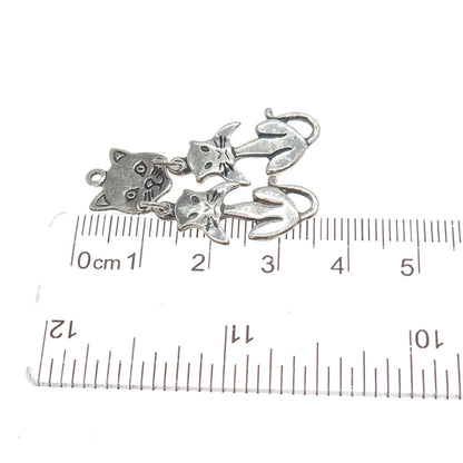 925 Sterling Silver Vintage Cat Cartoon Character Oxidized Charm Pendant