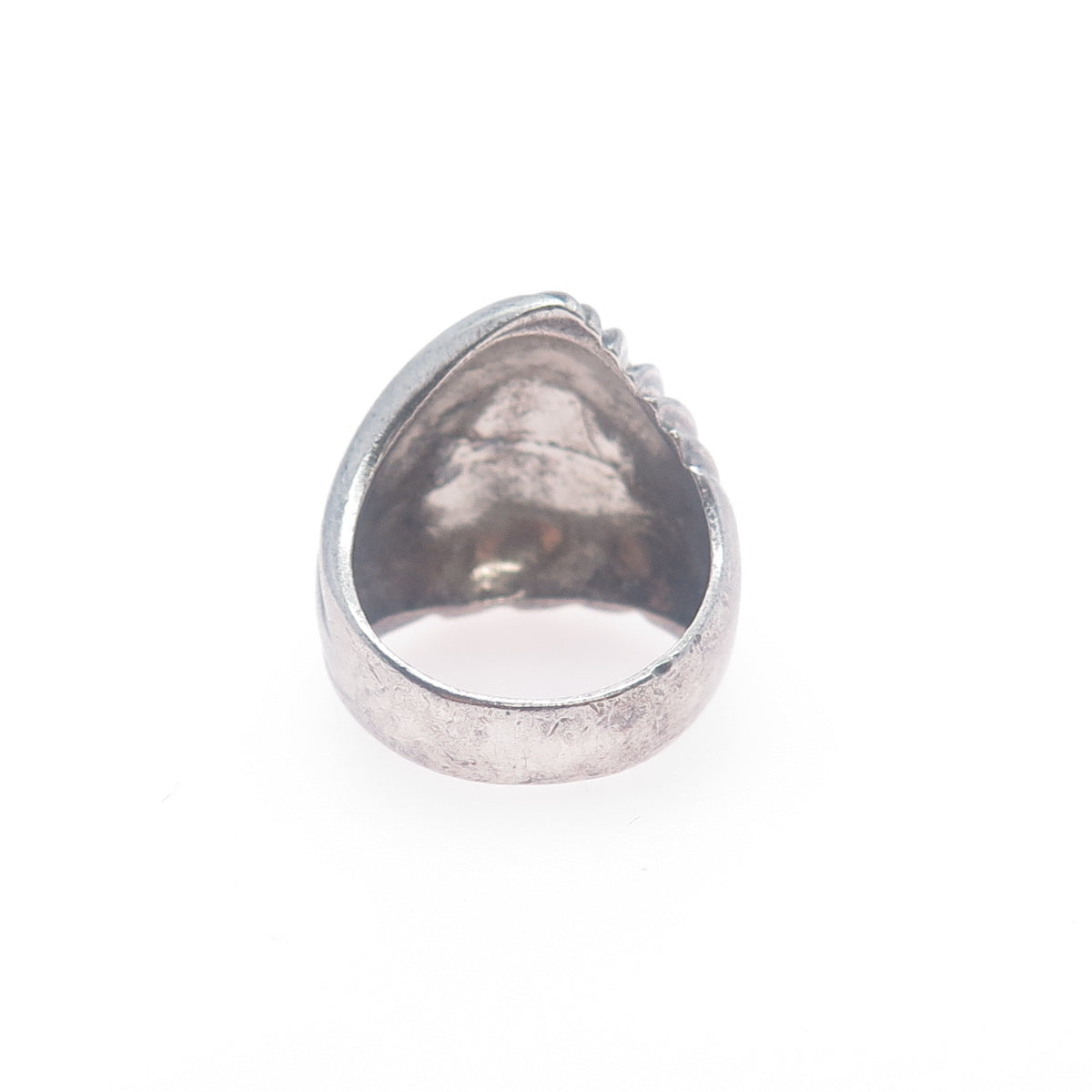 925 Sterling Silver Vintage Modernist Seashell Oxidized Ring Size 6.5