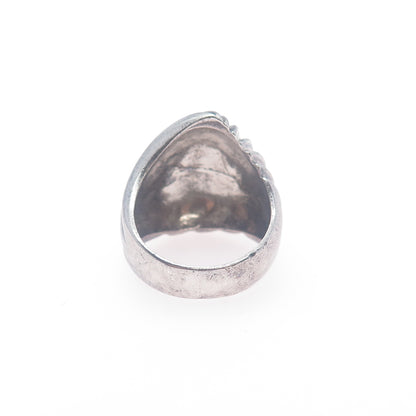 925 Sterling Silver Vintage Modernist Seashell Oxidized Ring Size 6.5