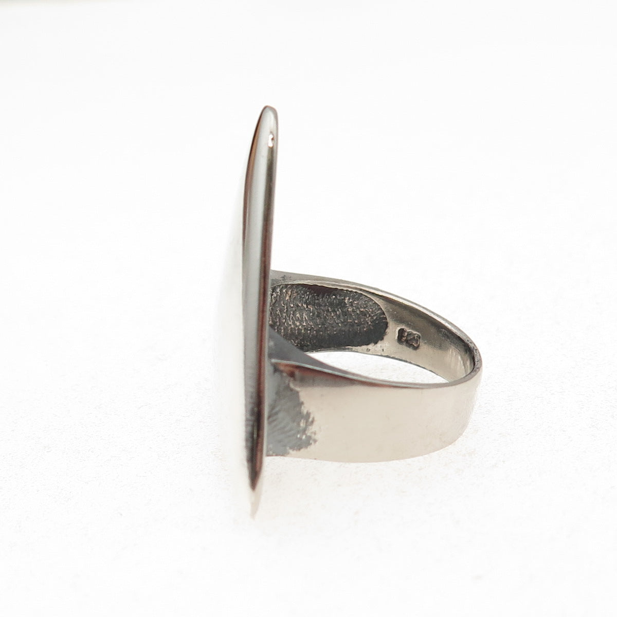 925 Sterling Silver Vintage Modernist Triangle Oxidized Ring Size 7.25