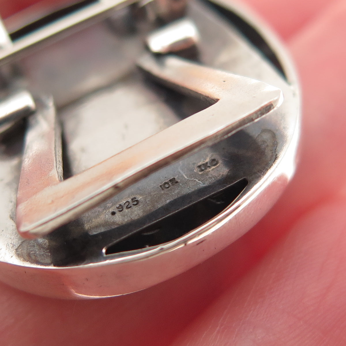 925 Sterling Silver 10K Gold Vintage Real Diamond Picture Frame Brooch / Pendant