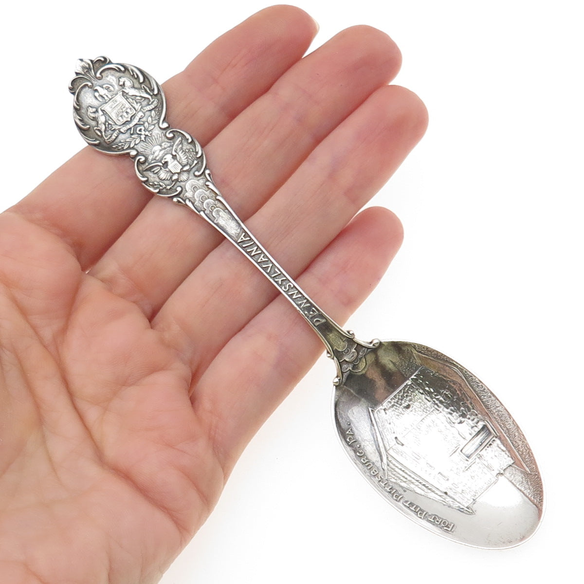 MECHANICS 925 Sterling Silver Antique Art Deco Pennsylvania Coffee Spoon