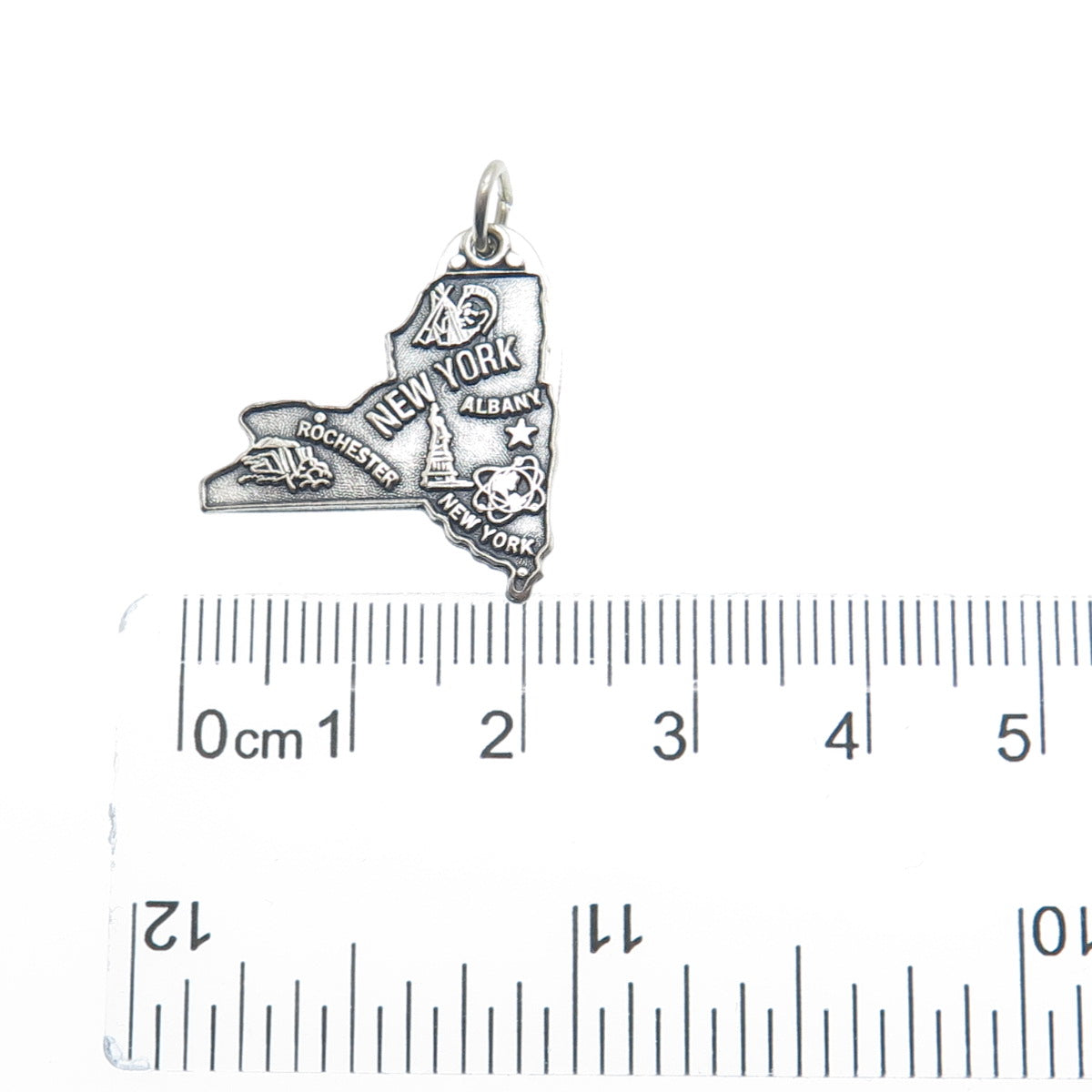 MAISELS INDIAN TRADING 925 Sterling Silver Vintage New York State Map Pendant
