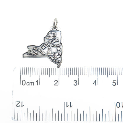 MAISELS INDIAN TRADING 925 Sterling Silver Vintage New York State Map Pendant