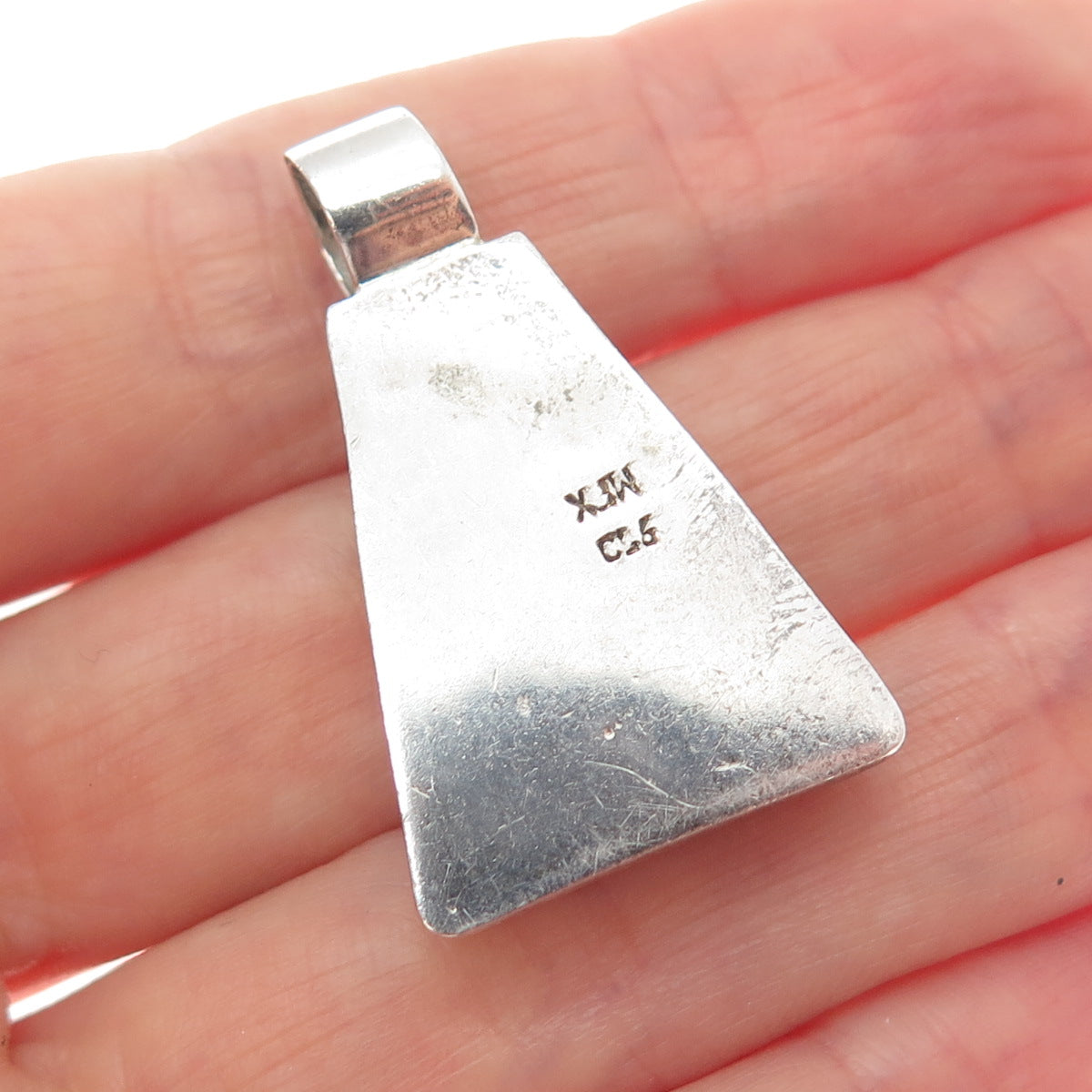950 Silver Vintage Mexico Real Black Onyx Modernist Charm Pendant
