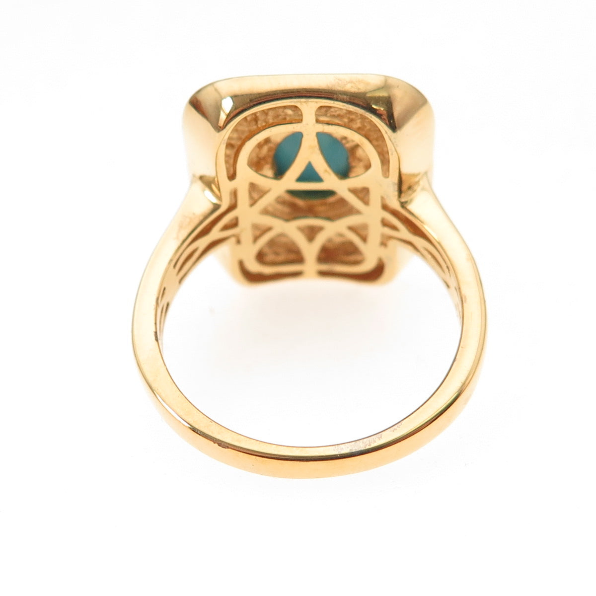 D'Joy 925 Sterling Silver Gold Plated Enamel Real Turquoise Ring Size 8.25