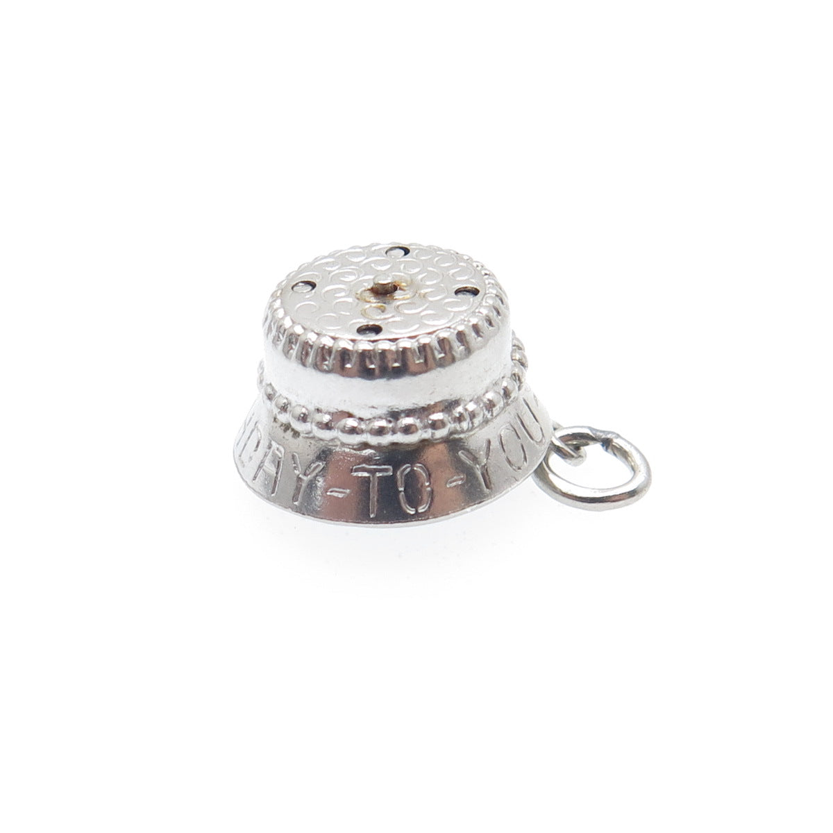 925 Sterling Silver Vintage Happy Birthday To You Cake Minimalist Charm Pendant