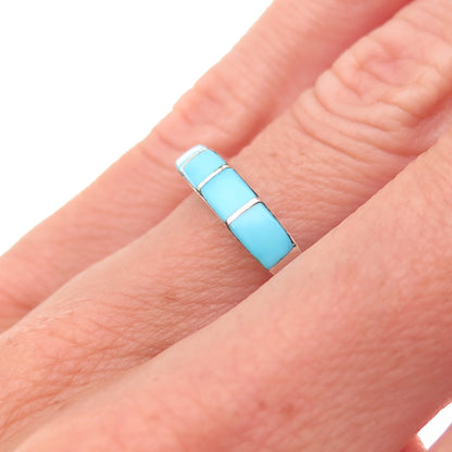 Old Pawn 925 Sterling Silver Vintage Southwestern Turquoise Tribal Ring Size 6