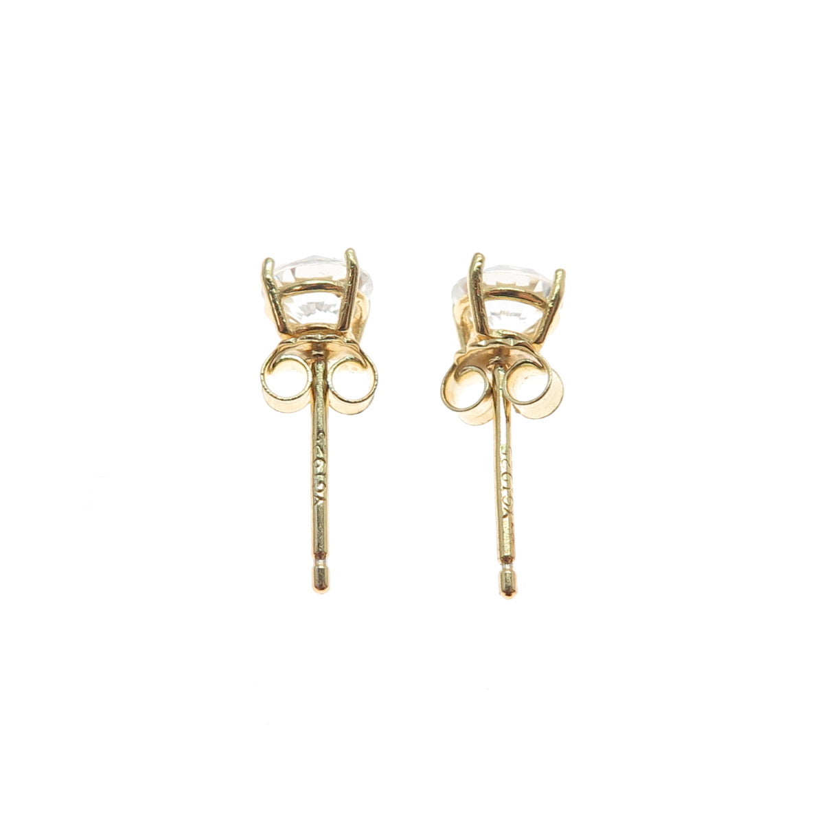 925 Sterling Silver Gold Plated Round-Cut C Z Stud Earrings