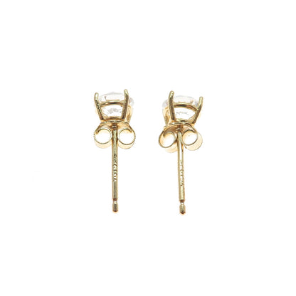 925 Sterling Silver Gold Plated Round-Cut C Z Stud Earrings