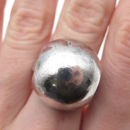 925 Sterling Silver Vintage Modernist Dome Oxidized Ring Size 6.25