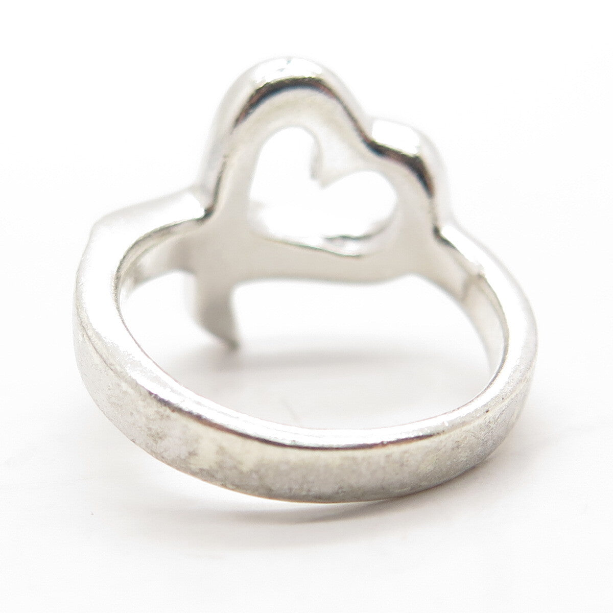 925 Sterling Silver Vintage Open Heart Ring Size 8
