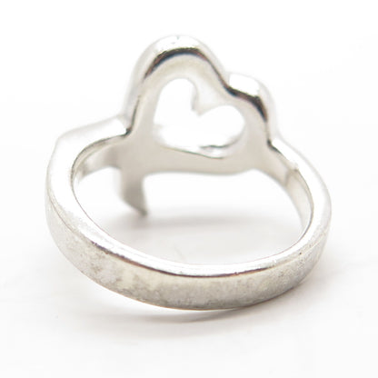 925 Sterling Silver Vintage Open Heart Ring Size 8
